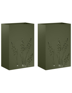 Vaso da giardino 2 pz Verde Oliva 50 x 30 x 75 cm 2