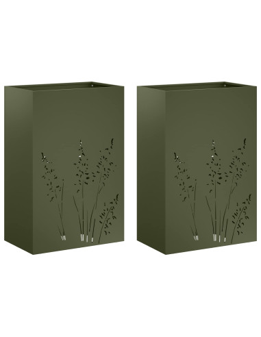 Vaso da giardino 2 pz Verde Oliva 50 x 30 x 75 cm