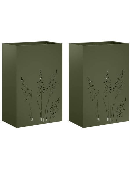 Vaso da giardino 2 pz Verde Oliva 50 x 30 x 75 cm