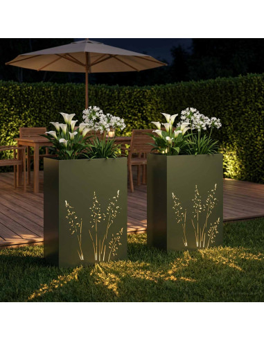 Vaso da giardino 2 pz Verde Oliva 50 x 30 x 75 cm