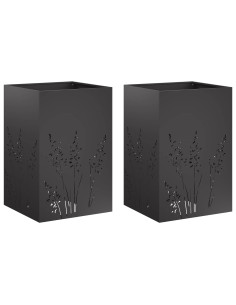Vaso da giardino 2 pz Nero 50 x 50 x 75 cm 2