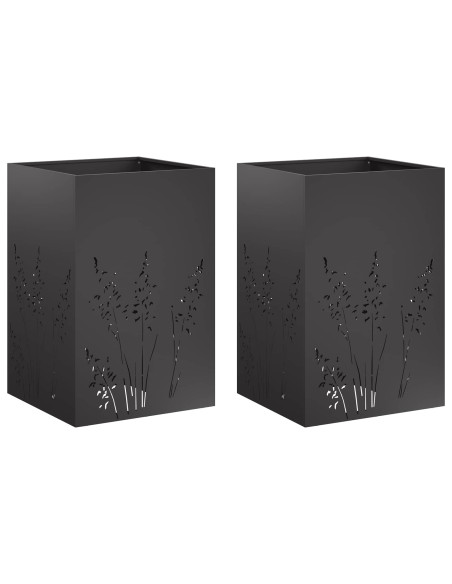 Vaso da giardino 2 pz Nero 50 x 50 x 75 cm