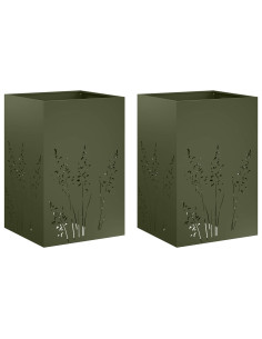 Vaso da giardino 2 pz Verde Oliva 50 x 50 x 75 cm 2