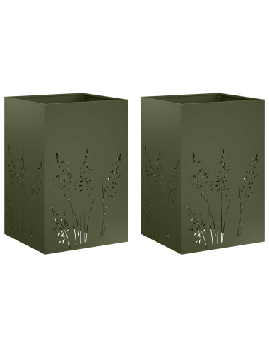 Vaso da giardino 2 pz Verde Oliva 50 x 50 x 75 cm