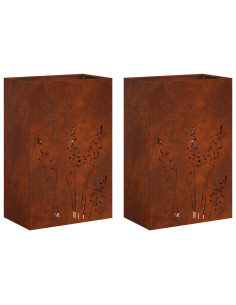 Vaso da giardino 2 pz Ruggine 50 x 30 x 75 cm Acciaio Corten 2