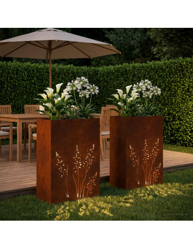 Vaso da giardino 2 pz Ruggine 50 x 30 x 75 cm Acciaio Corten