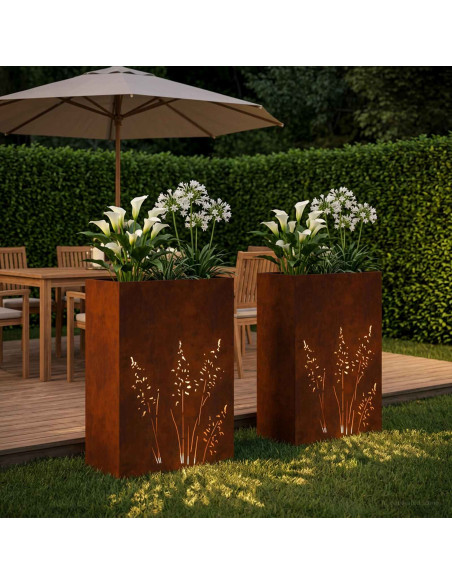 Vaso da giardino 2 pz Ruggine 50 x 30 x 75 cm Acciaio Corten