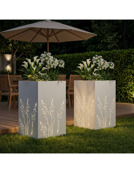 Vaso da giardino 2 pz Bianco 50 x 50 x 75 cm