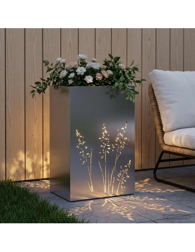Vaso da giardino Argento 50 x 30 x 75 cm Acciaio zincato