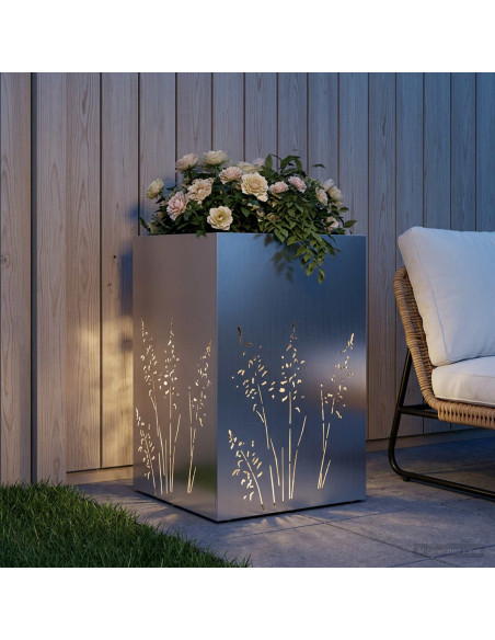 Vaso da giardino Argento 50 x 50 x 75 cm Acciaio zincato