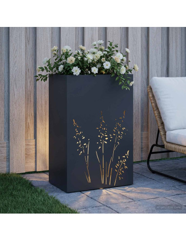 Vaso da giardino Nero 50 x 30 x 75 cm Acciaio laminato a freddo