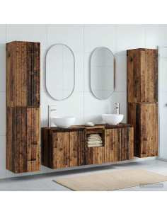 Set di mobili per il bagno 5 pz Legno antico 33 x 34,5 x 160 cm