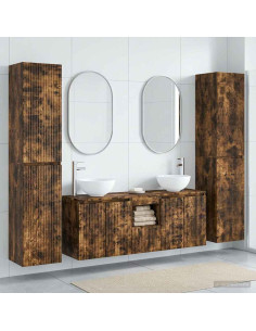 Set di mobili per il bagno 5 pz Rovere Fumo 33 x 34,5 x 160 cm