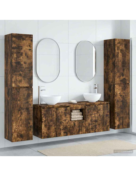 Set di mobili per il bagno 5 pz Rovere Fumo 33 x 34,5 x 160 cm