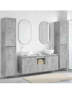 Set di mobili per il bagno 5 pz Grigio Cemento