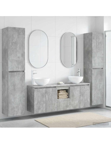 Set di mobili per il bagno 5 pz Grigio Cemento