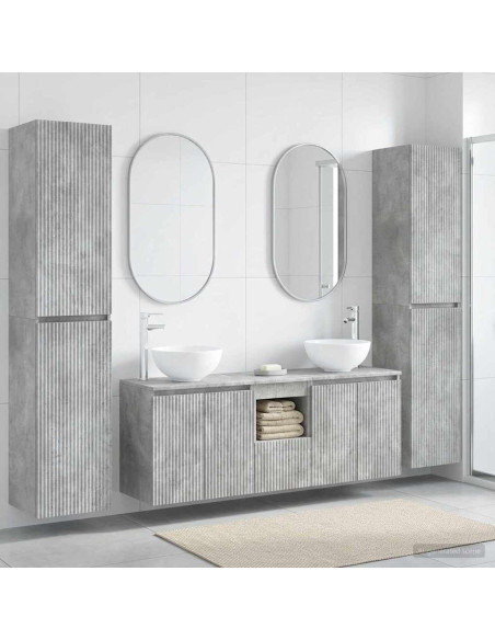 Set di mobili per il bagno 5 pz Grigio Cemento