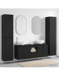 Set di mobili per il bagno 5 pz Nero 33 x 34,5 x 160 cm