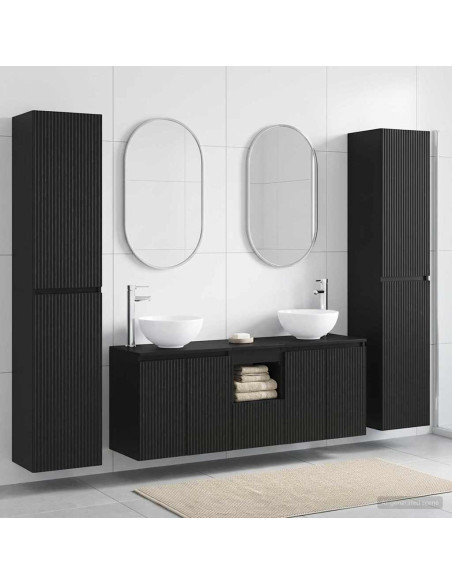 Set di mobili per il bagno 5 pz Nero 33 x 34,5 x 160 cm