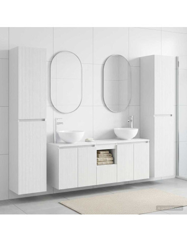 Set di mobili per il bagno 5 pz Bianco 33 x 34,5 x 160 cm