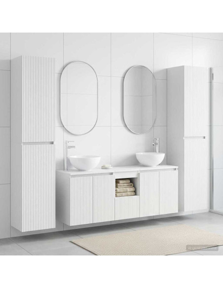 Set di mobili per il bagno 5 pz Bianco 33 x 34,5 x 160 cm