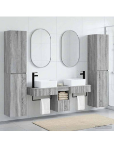 Set di mobili per il bagno 5 pz Sonoma grigio