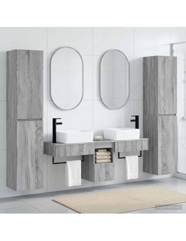 Set di mobili per il bagno 5 pz Sonoma grigio