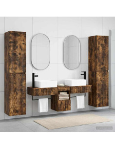 Set di mobili per il bagno 5 pz Rovere Fumo 33 x 34,5 x 160 cm