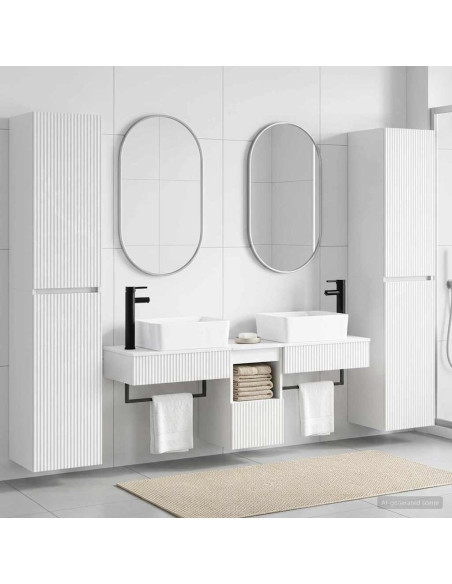 Set di mobili per il bagno 5 pz Bianco Lucido