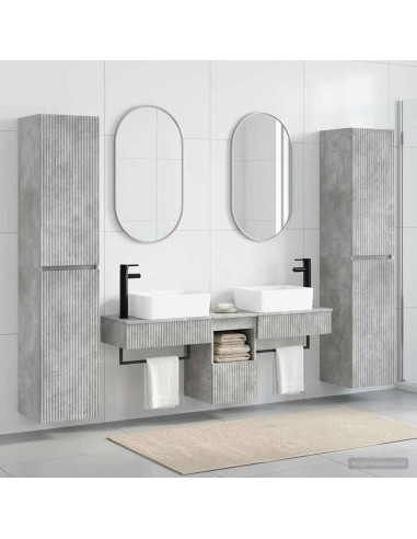 Set di mobili per il bagno 5 pz Grigio Cemento