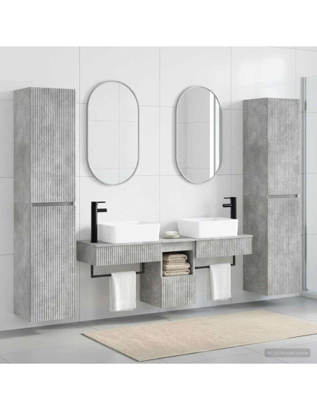 Set di mobili per il bagno 5 pz Grigio Cemento