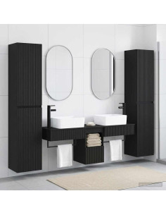Set di mobili per il bagno 5 pz Nero 33 x 34,5 x 160 cm