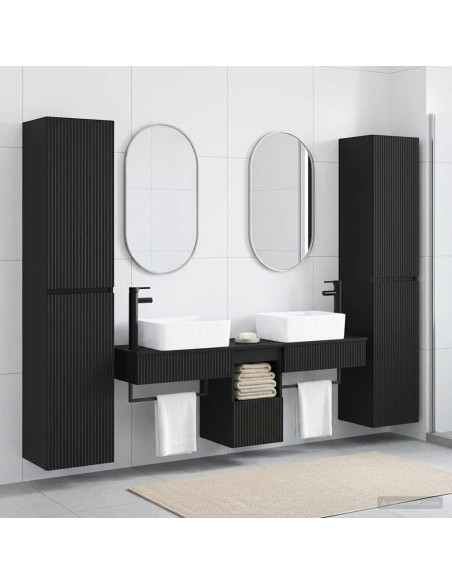 Set di mobili per il bagno 5 pz Nero 33 x 34,5 x 160 cm