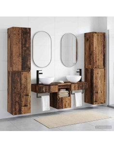 Set di mobili per il bagno 5 pz Legno antico 33 x 34,5 x 160 cm