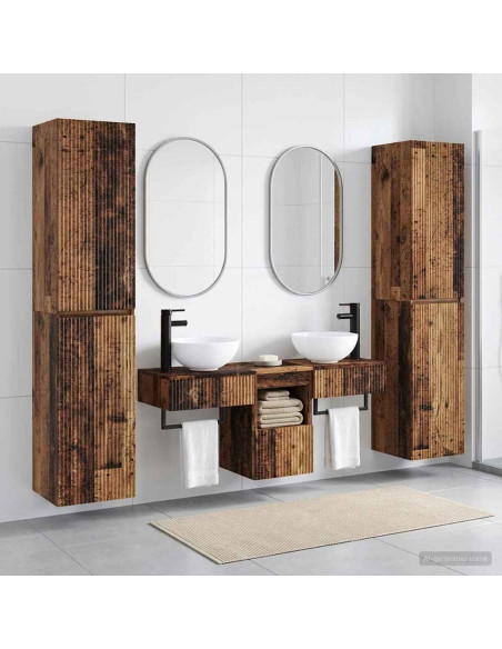 Set di mobili per il bagno 5 pz Legno antico 33 x 34,5 x 160 cm