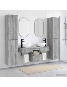 Set di mobili per il bagno 5 pz Sonoma grigio