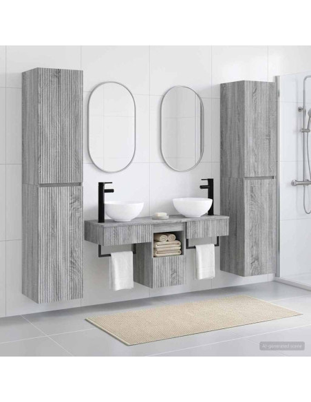 Set di mobili per il bagno 5 pz Sonoma grigio