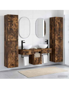 Set di mobili per il bagno 5 pz Rovere Fumo 33 x 34,5 x 160 cm