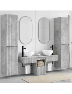 Set di mobili per il bagno 5 pz Grigio Cemento