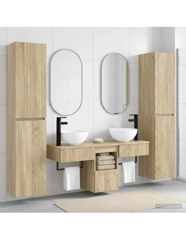 Set di mobili per il bagno 5 pz Rovere Sonoma