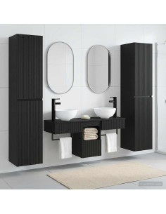 Set di mobili per il bagno 5 pz Nero 33 x 34,5 x 160 cm