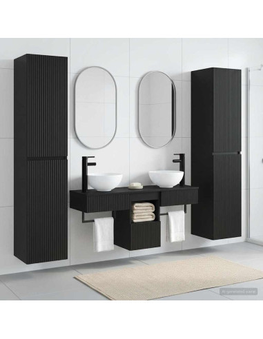 Set di mobili per il bagno 5 pz Nero 33 x 34,5 x 160 cm