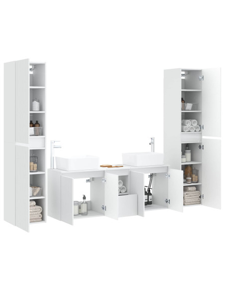 Set di mobili per il bagno 5 pz Bianco 33 x 34,5 x 160 cm