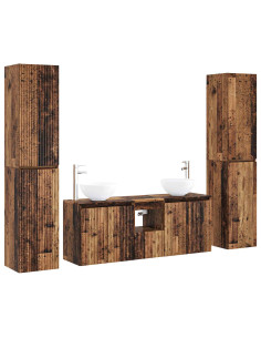 Set di mobili per il bagno 5 pz Legno antico 33 x 34,5 x 160 cm 2