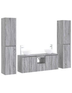Set di mobili per il bagno 5 pz Sonoma grigio 2
