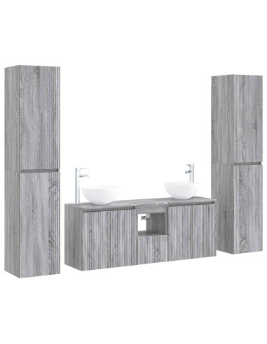 Set di mobili per il bagno 5 pz Sonoma grigio