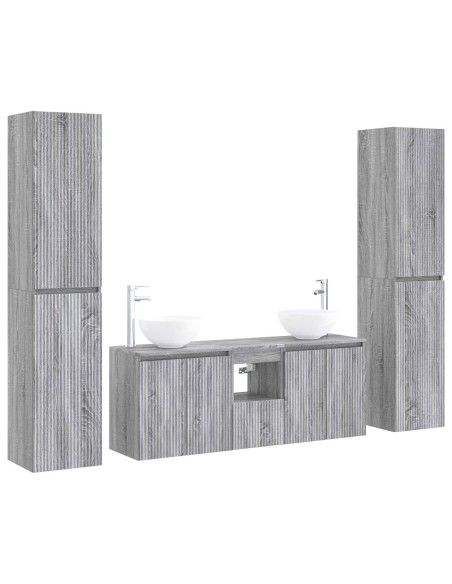 Set di mobili per il bagno 5 pz Sonoma grigio