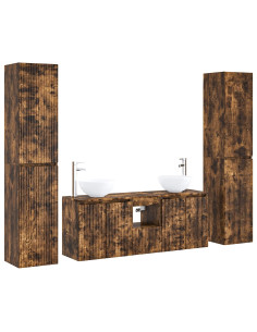 Set di mobili per il bagno 5 pz Rovere Fumo 33 x 34,5 x 160 cm 2