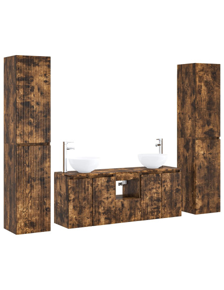Set di mobili per il bagno 5 pz Rovere Fumo 33 x 34,5 x 160 cm