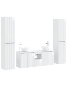 Set di mobili per il bagno 5 pz Bianco Lucido 2